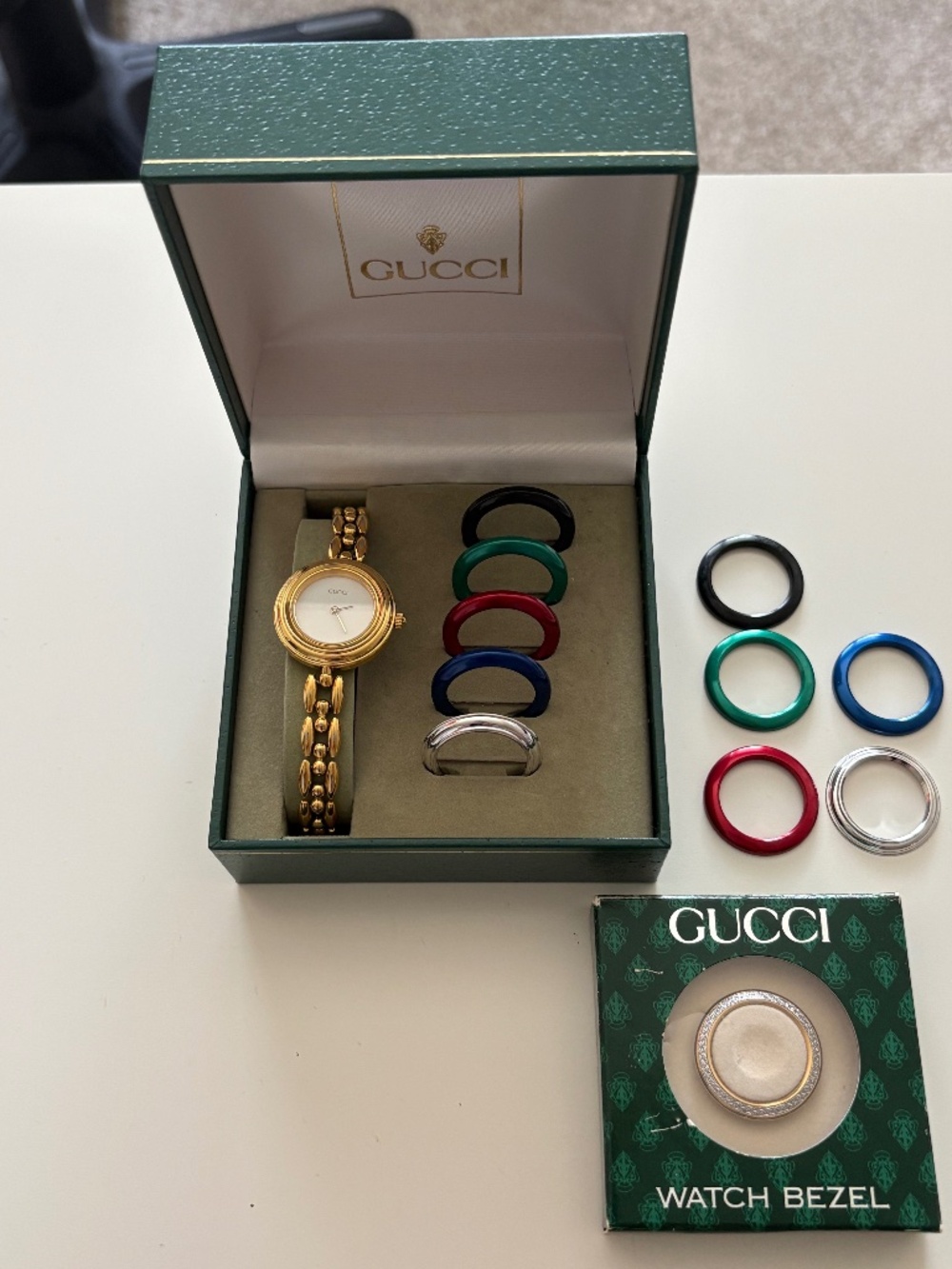 Vintage Gucci 11/12.2 Rice Link Watch + 12 Bezels + Original Box